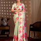 Aastha Fashion Pista Soft Satin Georgette Printed Saree
