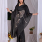 Aastha Fashion Black Soft Satin Georgette Printed Saree