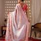 Aastha Fashion Peach Soft Satin Georgette Printed Saree