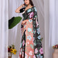 Aastha Fashion Black Soft Satin Georgette Printed Saree