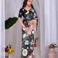 Aastha Fashion Black Soft Satin Georgette Printed Saree