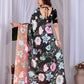 Aastha Fashion Black Soft Satin Georgette Printed Saree