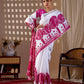 Aastha Fashion White Soft Satin Georgette Printed Saree