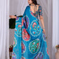 Aastha Fashion Teal Soft Satin Georgette Printed Saree