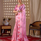 Aastha Fashion Pink Soft Satin Georgette Printed Saree