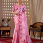 Aastha Fashion Pink Soft Satin Georgette Printed Saree