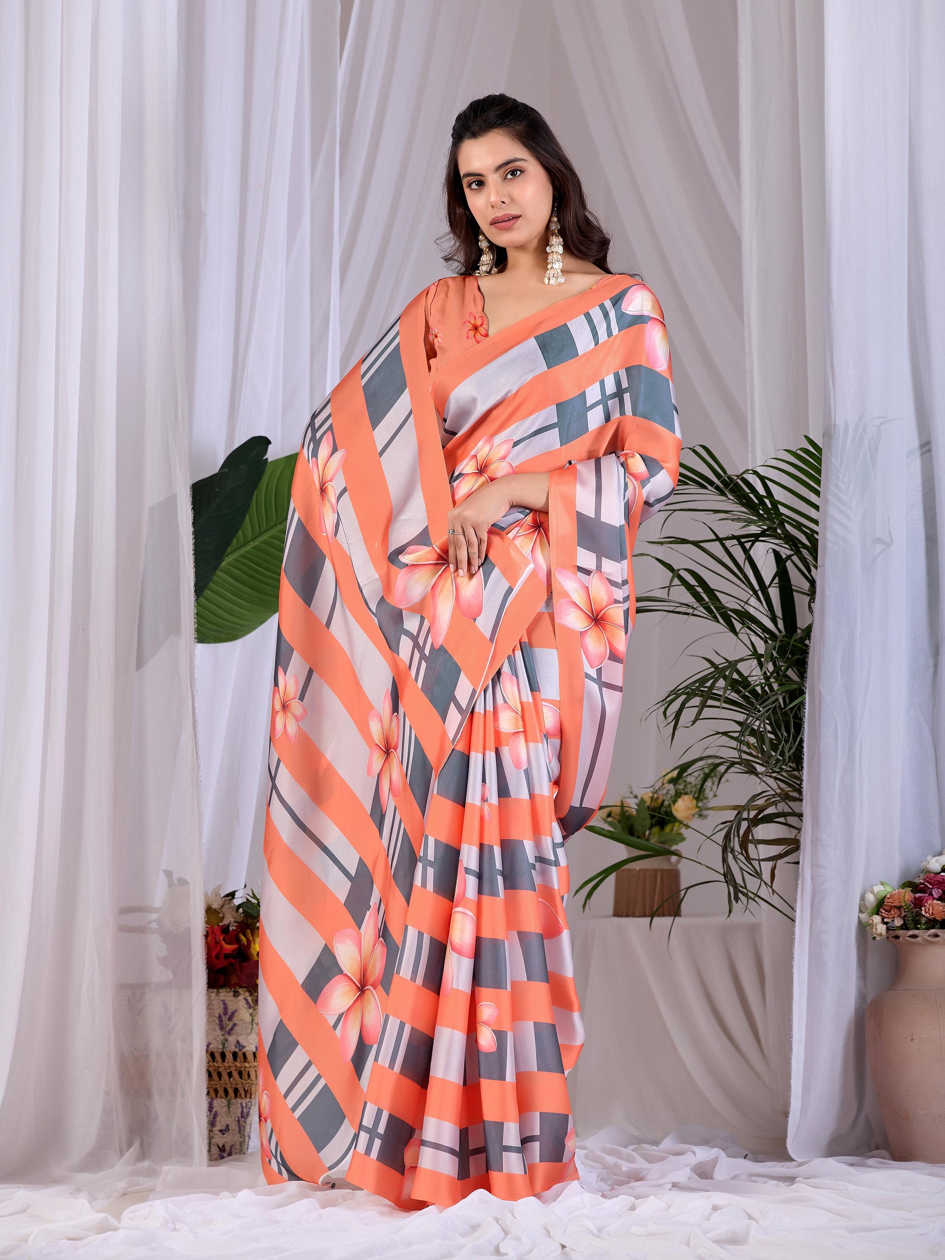 Aastha Fashion Multi Soft Satin Georgette Printed Saree