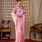 Aastha Fashion Pink Soft Satin Georgette Printed Saree