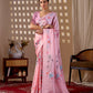 Aastha Fashion Pink Soft Satin Georgette Printed Saree