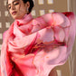 Aastha Fashion Pink Soft Satin Georgette Printed Saree