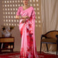Aastha Fashion Pink Soft Satin Georgette Printed Saree