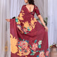 Aastha Fashion Maroon Soft Satin Georgette Printed Saree