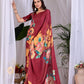 Aastha Fashion Maroon Soft Satin Georgette Printed Saree