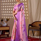 Aastha Fashion Purple Soft Satin Georgette Printed Saree