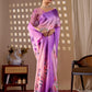 Aastha Fashion Purple Soft Satin Georgette Printed Saree