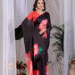 Aastha Fashion Black Soft Satin Georgette Printed Saree