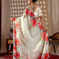 Aastha Fashion Cream Soft Satin Georgette Printed Saree