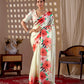 Aastha Fashion Cream Soft Satin Georgette Printed Saree