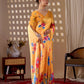 Aastha Fashion Yellow Soft Satin Georgette Printed Saree