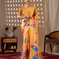 Aastha Fashion Yellow Soft Satin Georgette Printed Saree