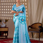 Aastha Fashion Sky Soft Satin Georgette Printed Saree