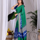 Aastha Fashion Green Soft Satin Georgette Printed Saree