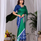 Aastha Fashion Green Soft Satin Georgette Printed Saree