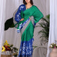 Aastha Fashion Green Soft Satin Georgette Printed Saree