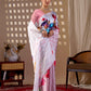 Aastha Fashion Peach Soft Satin Georgette Printed Saree