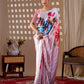 Aastha Fashion Peach Soft Satin Georgette Printed Saree