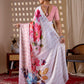 Aastha Fashion Peach Soft Satin Georgette Printed Saree