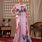 Aastha Fashion Peach Soft Satin Georgette Printed Saree
