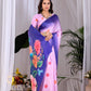Aastha Fashion Pink Soft Satin Georgette Printed Saree
