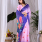 Aastha Fashion Pink Soft Satin Georgette Printed Saree