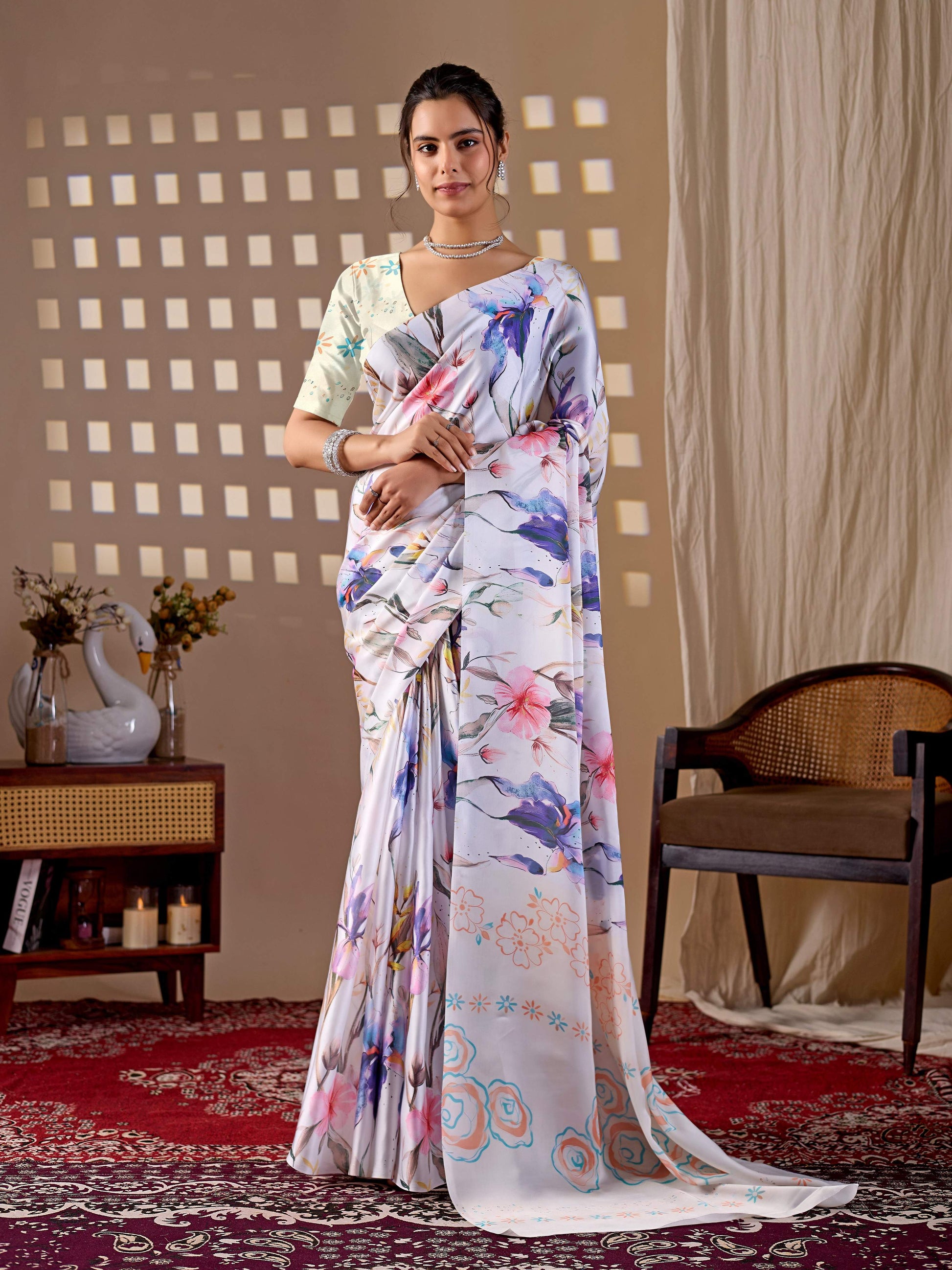 Aastha Fashion Multi Soft Satin Georgette Printed Saree
