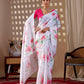 Aastha Fashion White Soft Satin Georgette Printed Saree