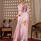Aastha Fashion Light Pink Soft Satin Georgette Printed Saree