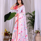 Aastha Fashion Pink Soft Satin Georgette Printed Saree