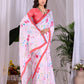 Aastha Fashion Pink Soft Satin Georgette Printed Saree