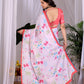 Aastha Fashion Pink Soft Satin Georgette Printed Saree