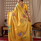 Aastha Fashion Yellow Soft Satin Georgette Printed Saree
