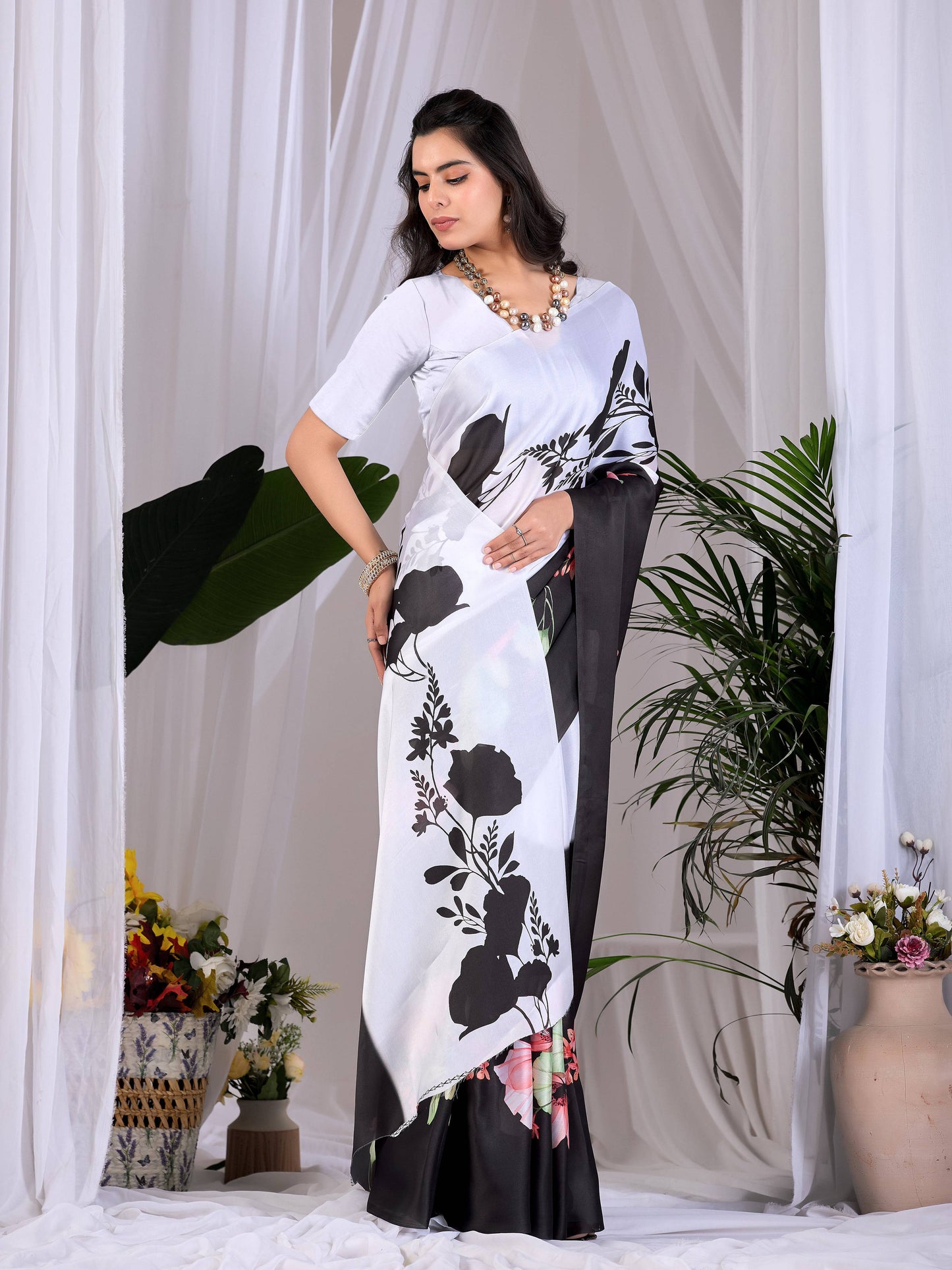 Aastha Fashion Multi Soft Satin Georgette Printed Saree
