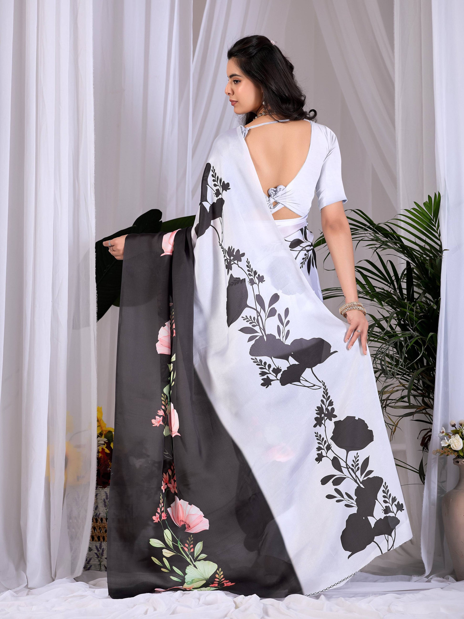 Aastha Fashion Multi Soft Satin Georgette Printed Saree