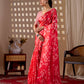Aastha Fashion Red Soft Satin Georgette Printed Saree