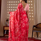 Aastha Fashion Red Soft Satin Georgette Printed Saree