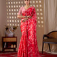Aastha Fashion Red Soft Satin Georgette Printed Saree