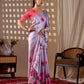 Aastha Fashion Lavender Soft Satin Georgette Printed Saree