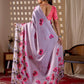 Aastha Fashion Lavender Soft Satin Georgette Printed Saree