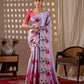 Aastha Fashion Lavender Soft Satin Georgette Printed Saree