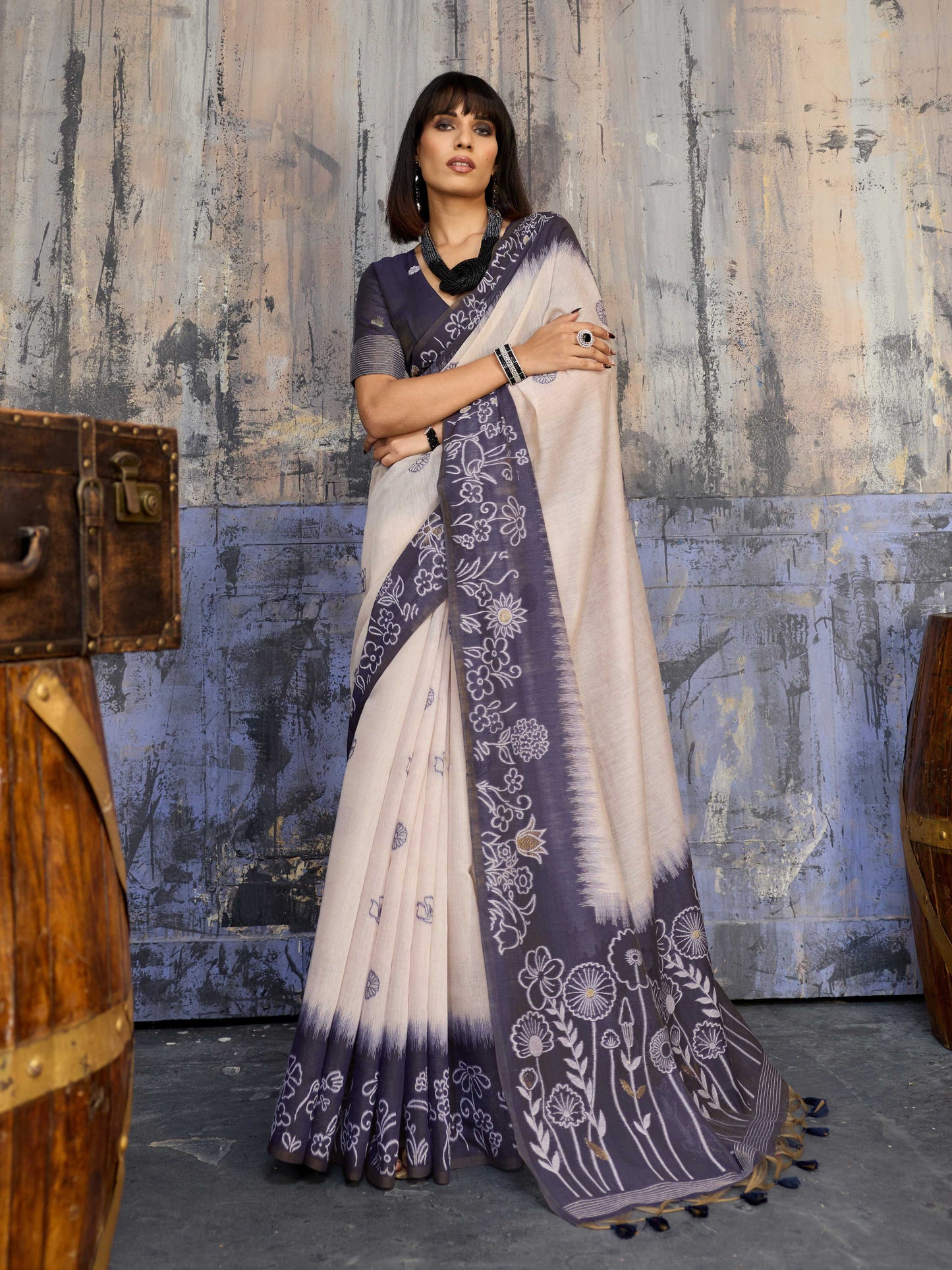 Aastha Fashion Lavender Munga Cotton Printed Saree